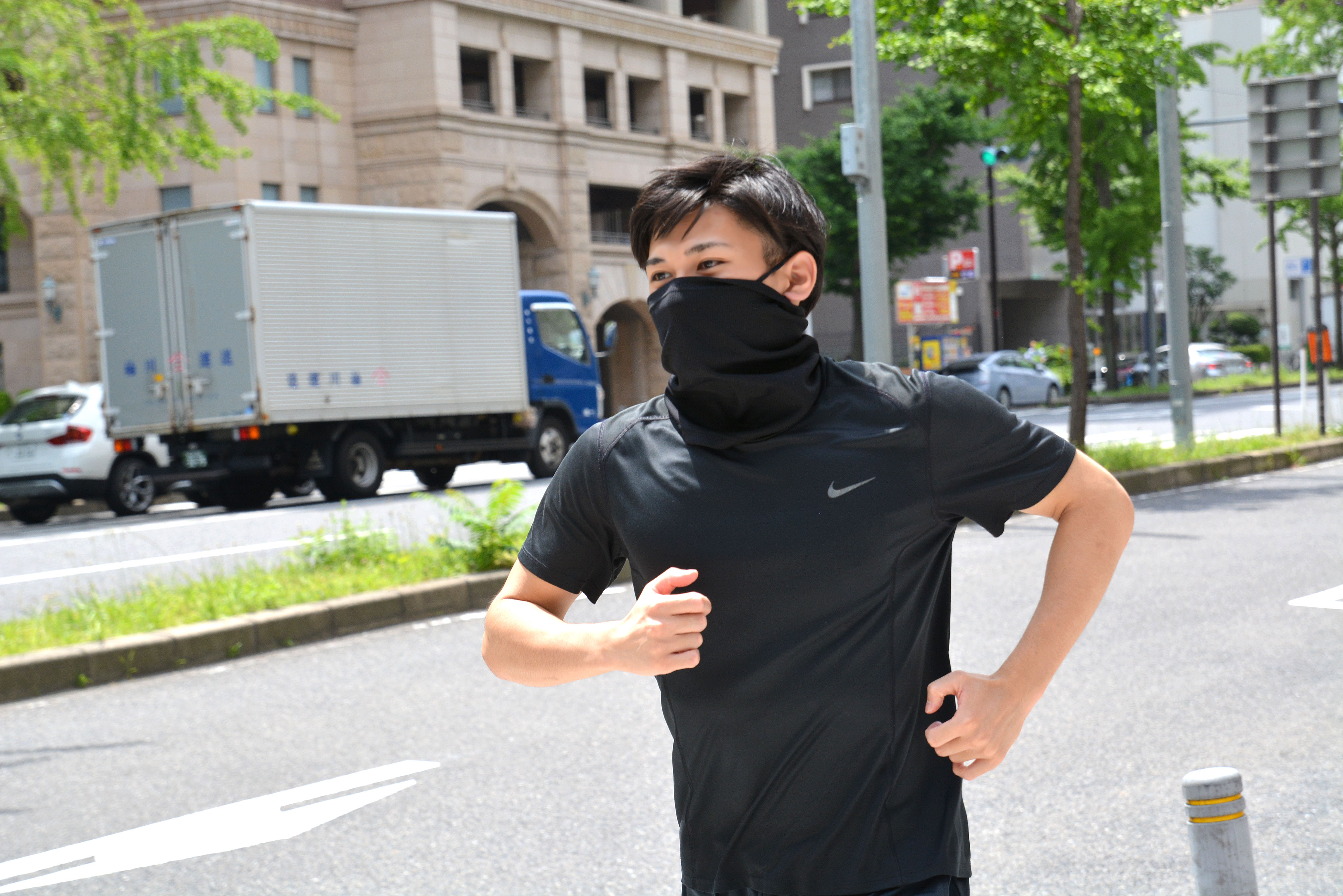 ネックガードでランニング